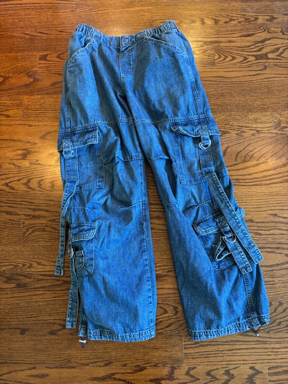 Garage Blue Wide Leg Cargo Jeans